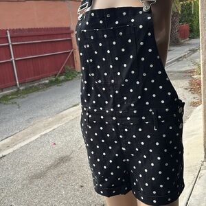 Black with white dots jumper. Romper shorts